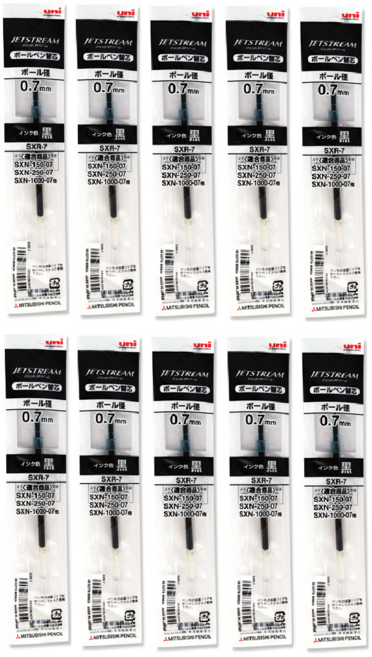 유니 제트스트림 유성볼펜 0.7mm SXN-150-07, 리필심 블랙, 10개