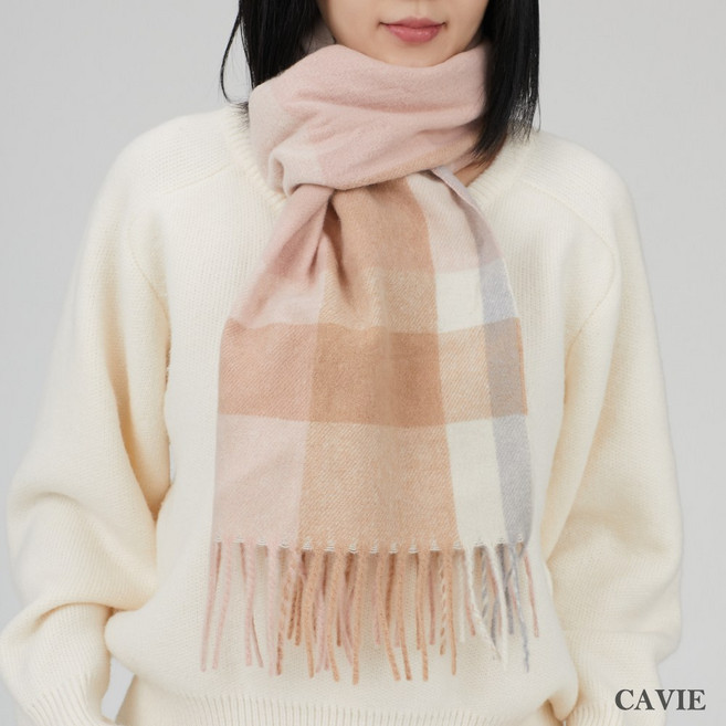 카비에 남녀공용 포근 체크목도리 겨울 부드러운머플러