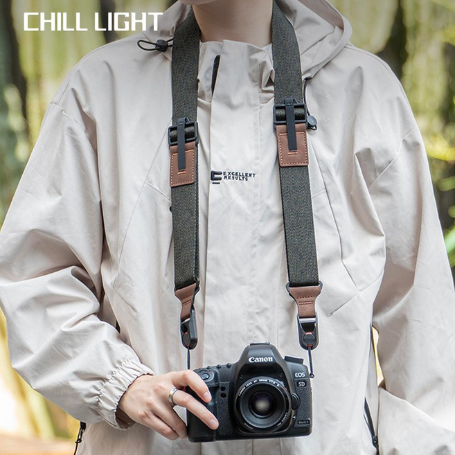 CHILL LIGHT 숄더 감압 스트랩 퀵 릴리즈 퀵 장착 플레이트 소니 캐논 후지 니콘 등 다양한 카메라 호환 크로스 스트랩 손목 밴드, 1개, 다크 그린