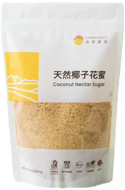 迦南嚴選 天然椰子花蜜糖 500g 低升糖 無防腐劑, 1個