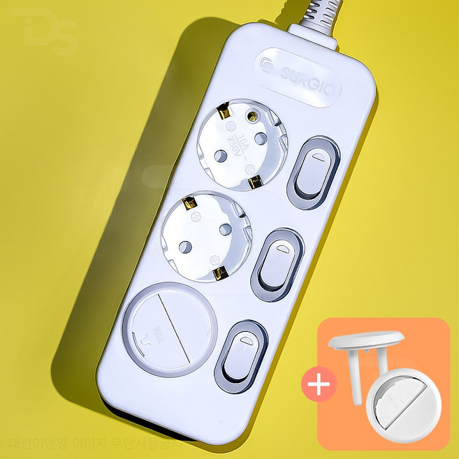 대신이앤엘 3구개별 멀티탭 안전커버 개당 증정 | KC안전인증 완료, 화이트, 1개, 1.5m