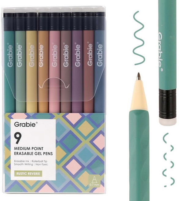 그래비 지우개 젤 펜 중간 지점 0 7mm 지우개 펜 그림 쓰기 플래너를 위한 실수를 없애다 9가지 다양한 색상으로 구성된, 5 9 Colors Pens: Rustic Reveri