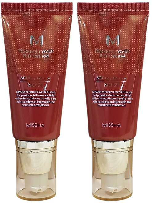 미샤 M 퍼펙트 커버 비비크림, 23호 자연스러운베이지, 50ml, 2개