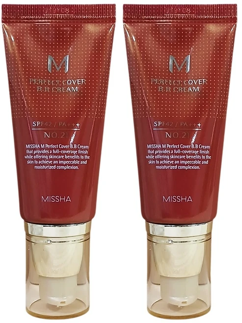 미샤 M 퍼펙트 커버 비비크림, 23호 자연스러운베이지, 50ml, 2개 - 쿠팡