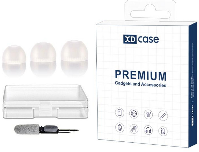XDcase Sony WF-1000XM6 / XM5 / XM4용 교체용 실리콘 이어팁 키트 (6쌍), 1박스, 투명한 백색