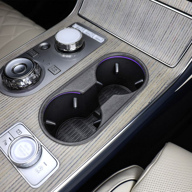 카스타 호환 GV80 페이스리프트 차량 용품 기어패널 커버 카본 몰딩, (우드) 1열 컵홀더 커버 1P-PE, 기어