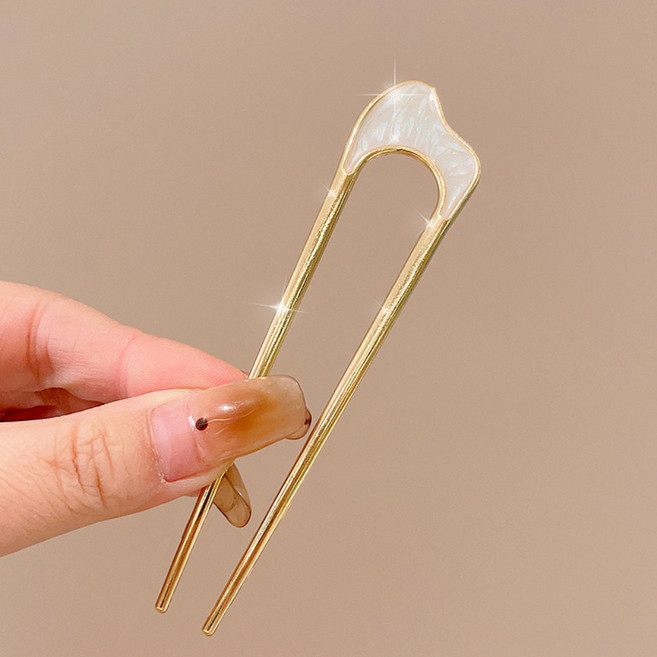 키라데이 골드 U라인 자개 비녀