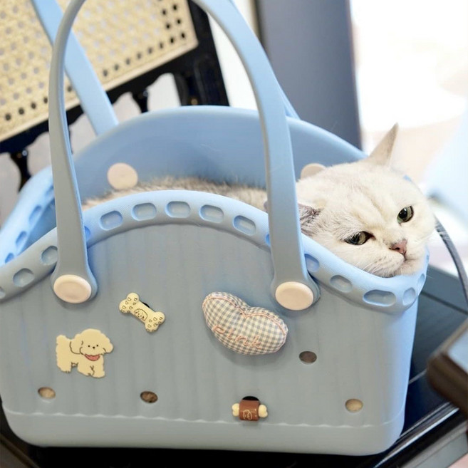 HANTAO 강아지이동가방 고양이 슬링백 비치백 반려동물 EVA 백팩 방수 통기 휴대용 수납 가방, 1개, 녹색