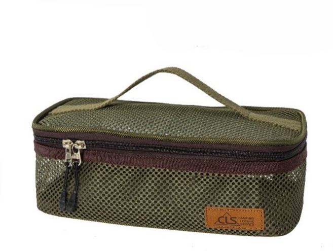 캠핑 조리도구 수납 파우치 메쉬백 지퍼형 식기 정리 케이스 캠핑용품 멀티 수납가방, 올리브, 1개, 1단