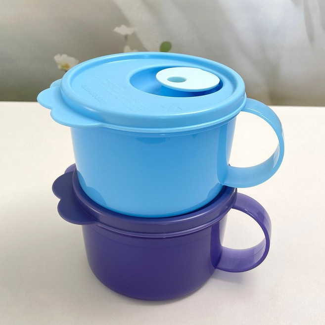 타파웨어 460ml 전자레인지용 밥 국 밀폐용기 2종 세트, 다크블루+스카이블루