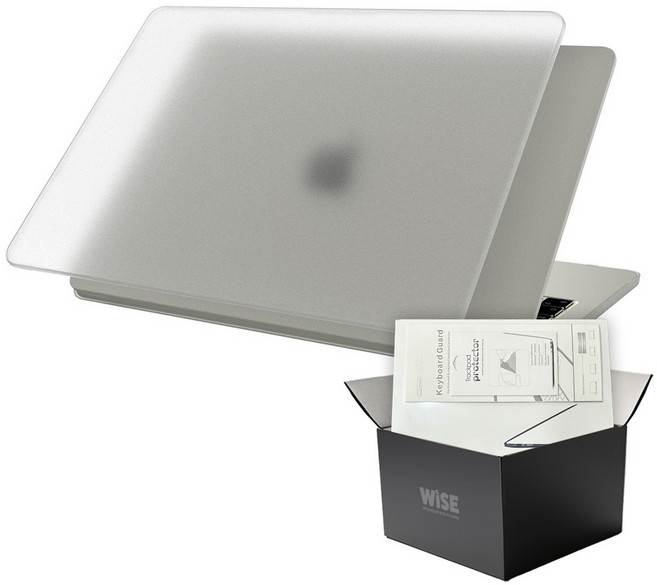 와이즈 맥북에어 13인치 M3 투명 매트 케이스 구성품 세트 A3113, 맥북에어 M3 13인치 A3113, [4]+투명키스킨+블루라이트필름+멀티액정클리너, 1개