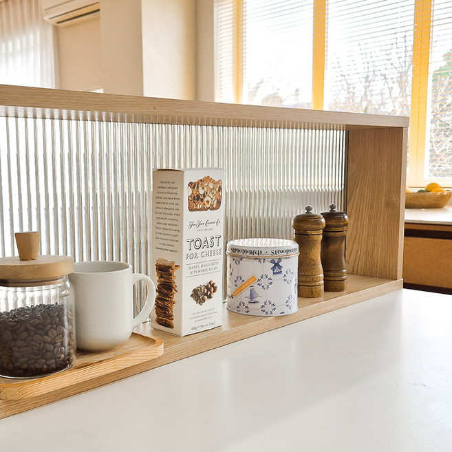 카미코코 아일랜드 유리 주방 파티션 600, 오크