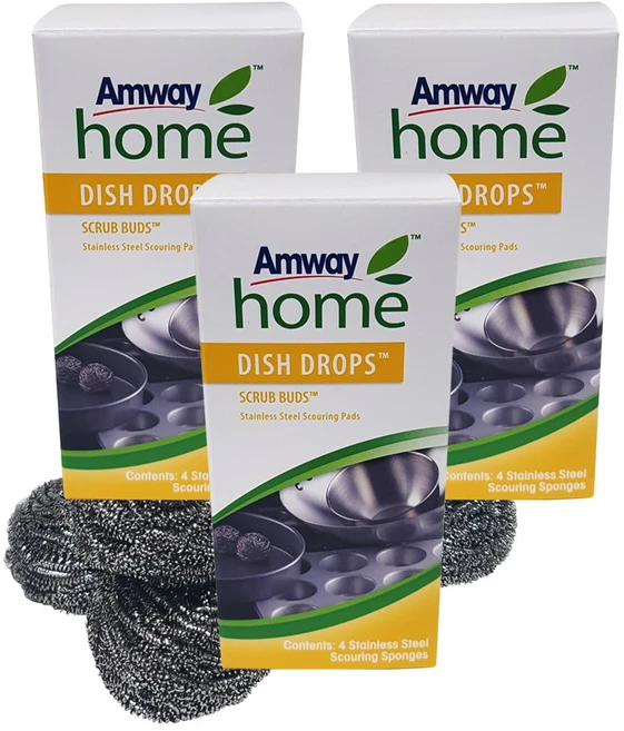 암웨이 디쉬 드랍스 스크럽버즈 스테인레스 스틸 수세미, 4개입, 3개 - 쿠팡