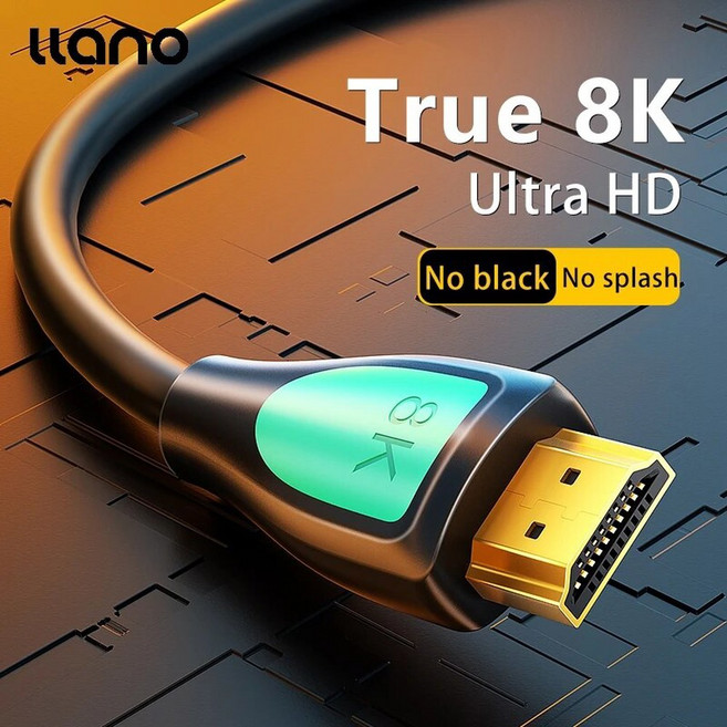 Llano HDMI 2.1 구리 코드 8K 오디오 비디오 케이블 PS5 PS4 스플리터 스위치용 HDR 8K 60Hz 4K 120Hz 1440p 144hz, 블랙, 8m, 1개