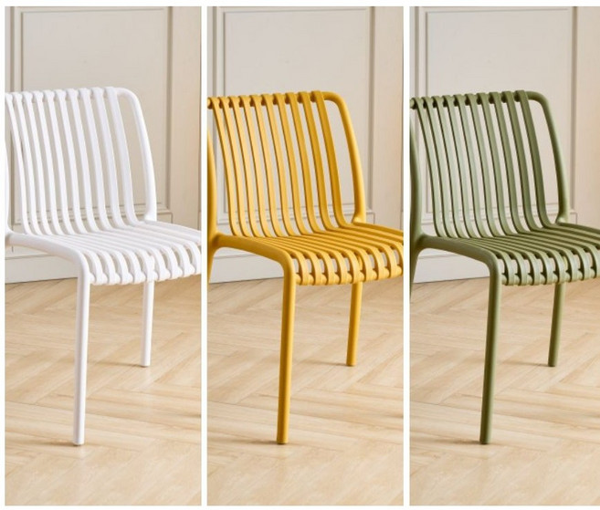 플라 야외의자 실내 인테리어 플라스틱의자 CH001, 2개, 옐로우의자