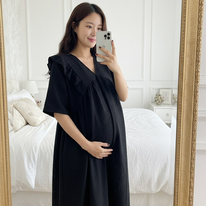 미야미 44 120 빅사이즈 만삭가능 임산부 롱원피스 임부복 추천 출산 선물 임신 임부