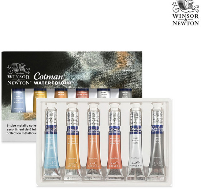 Winsor&Newton 윈저앤뉴튼 코트만 수채물감 8ml 6색세트 메탈릭, WI0390703_1세트
