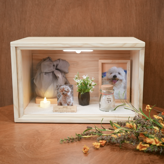 반려동물추모함 유골보관함 강아지 고양이 장례용품 자체제작 원목추모함 펫실버, 1개