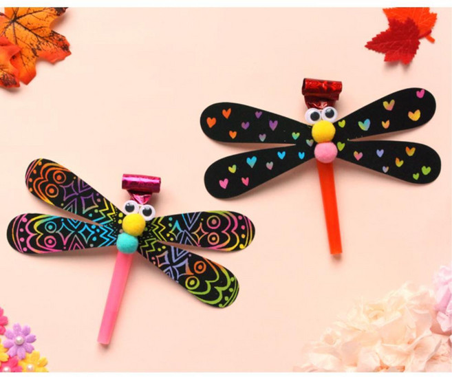 10인세트 가을 잠자리 피리 만들기 스크래치 DIY 어린이집 미술활동 수업준비물, 1개