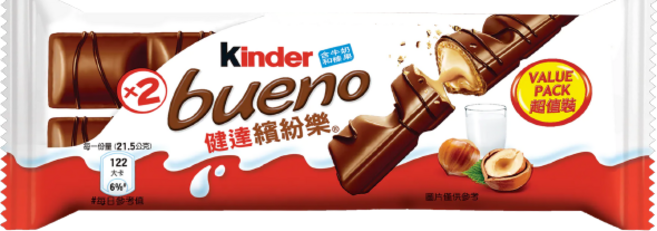 健達 Kinder 繽紛樂, 1個, 巧克力繽紛樂43g×1袋(每袋2條), 43g