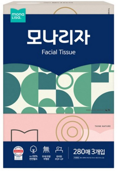 모나리자 미용티슈 (280매), 3개, 8세트