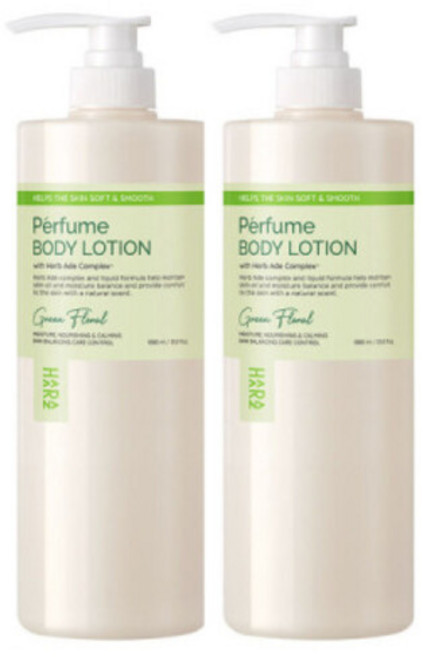 하라즈 퍼퓸바디워시 퓨어코튼향 1000ml 2개 / 바디클렌저 자연유래 저자극 촉촉 바디케