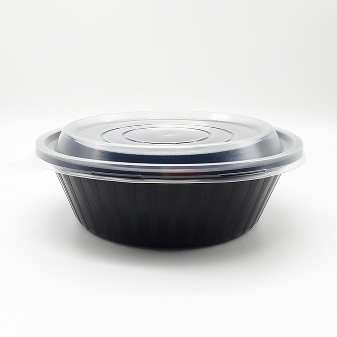 더팩컴퍼니 중화면용기 원형검정(중)1500ml 100개 / 400개(뚜껑포함), 1개, 400개