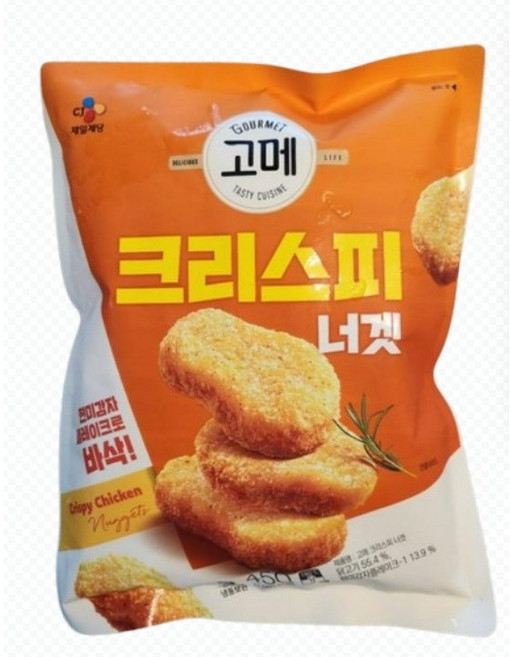 [고메] 고품격치킨너겟 크리스피너겟 국산닭고기 아이간식, 450g, 3개