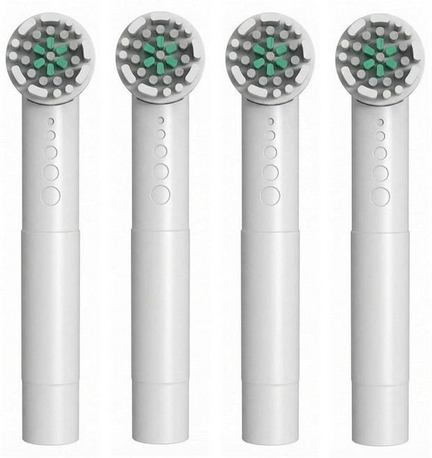 PAI4LEISI Quip 360 진동 전동 칫솔과 호환되는 칫솔 교체 헤드 화이트 4팩, PAI4LEISI Quip 360 진동 전동 칫솔과 호