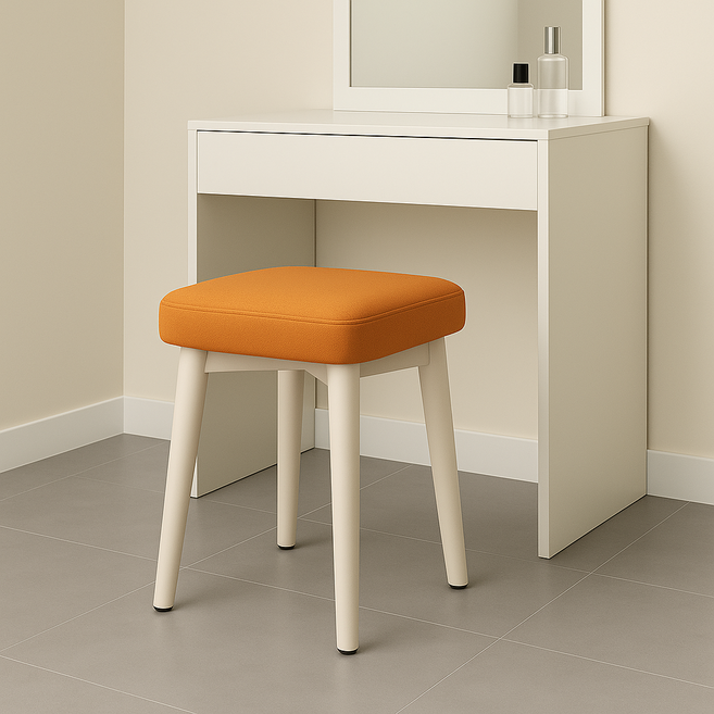 솜솜스퀘어 푹신한 PU가죽 쿠션 화장대 스툴 의자, 1개, 오렌지