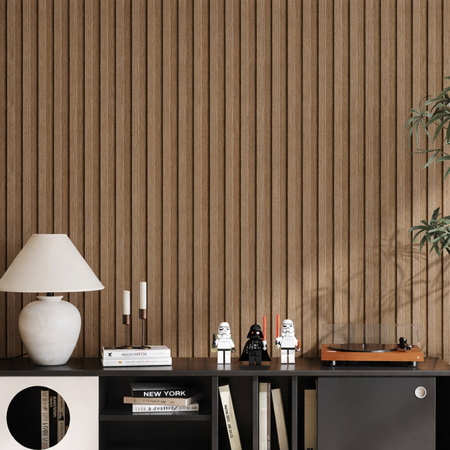 살림장인 판판해서 더 고급스러운 붙이는 템바보드 우드 단열 시트지 벽지 10개입, 브라운