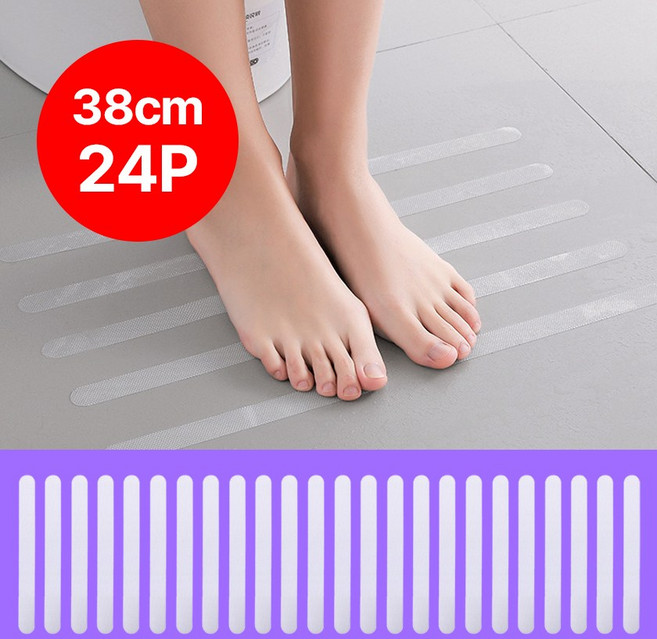 니즈웰 길어서 좋은 38cm 욕조 욕실용 미끄럼방지 스티커, 투명, 24개