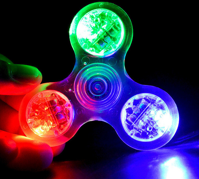 七彩燈光指尖陀螺 減壓旋轉玩具, 水晶七彩燈光陀螺彩盒裝, 1個