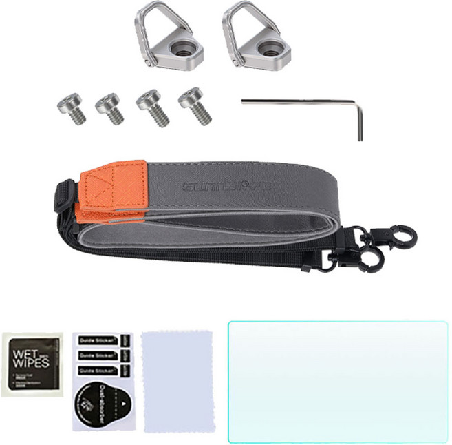 써니라이프 dji RC2 컴포터블 넥스트랩+액정보호 강화유리필름 패키지 아바타360/미니5프로/매빅4프로/에어3s/플립 드론 조종기 액세서리, 1세트, 컴포터블 넥스트랩+필름 1매