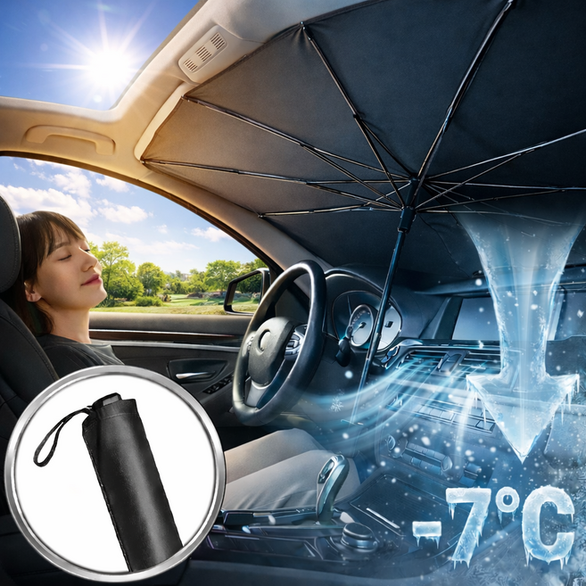 모두해 원터치 우산형 햇빛가리개 차량 앞유리 열차단 암막, 1개, 선가드 블랙(Black)