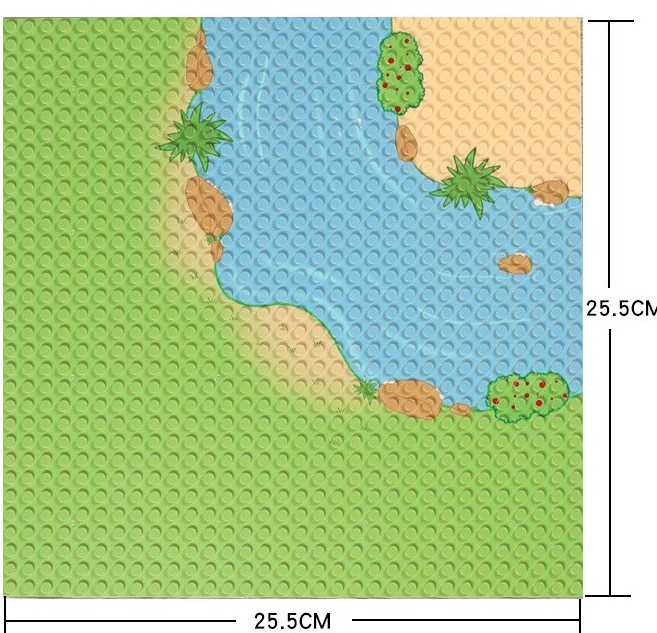 積木底板 相容樂積木, 1個, 草原底板-彎流