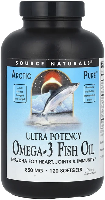 Source Naturals Arctic Pure® 오메가3 피쉬 오일 울트라 효능 850mg 소프트젤 120정, SourceNaturalsArcticPure오메가3피쉬, 1개 - 쿠팡