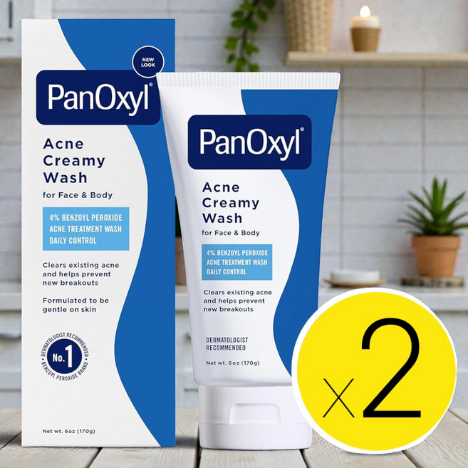 PanOxyl 판옥실(파녹실) 아크네 크리미 워시 클렌징폼 벤조일 퍼옥사이드 4% 170g x2, 1병