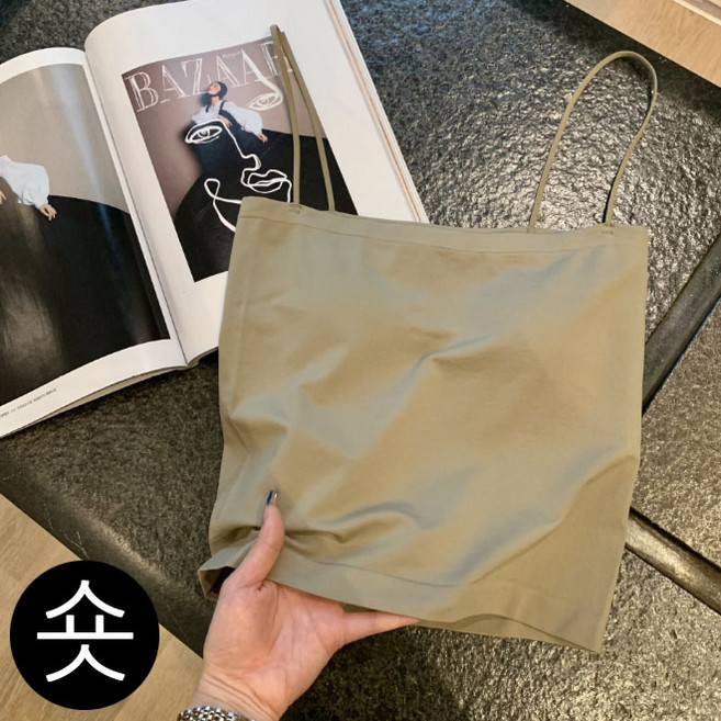 6칼라 패드일체형 끈나시 튜브탑 브라탑 크롭티 탱크탑 캡나시 민소매 이너 끈나시원피스 까미샵