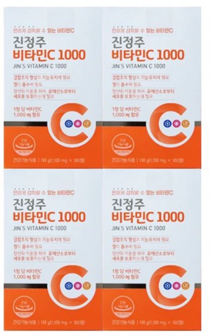 진정주 비타민C 1000 1100mg X 100정 4박스 진약사몰 534310 - 쿠팡