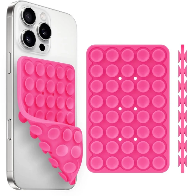 호환 실리콘 흡착식 휴대폰 핸드폰 홀더 다기능 고정 미끄럼 방지 모바일 거치대 양면 탈부착 가능 폰 고무, 18 Rose Pink