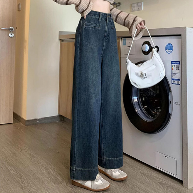 큐엔유 여성 9부 와이드 데님 팬츠 카작녀 청바지 나인티청PT 빅사이즈까지