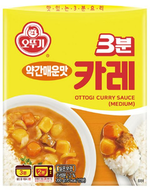오뚜기3분 카레 약간매운맛, 200g, 4개