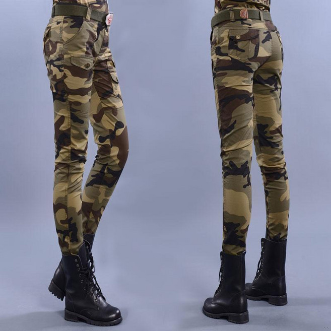 [섹시 카모] 여자 밀리터리 스키니 아웃도어 밴딩 카고바지