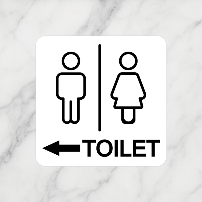 연스튜디오 좌 우 화장실 안내 표지판 18cm 부착형 1개, 좌측, 화이트