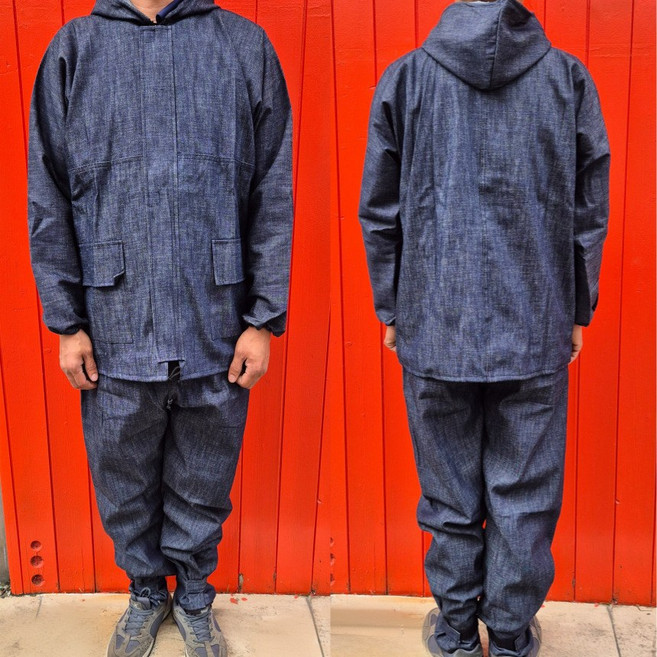 <공구파는언니>여름용 얇은 청피스복 청사상복 상하의 투피스(1벌) 작업복 도장복 용접복, 1개, 청지