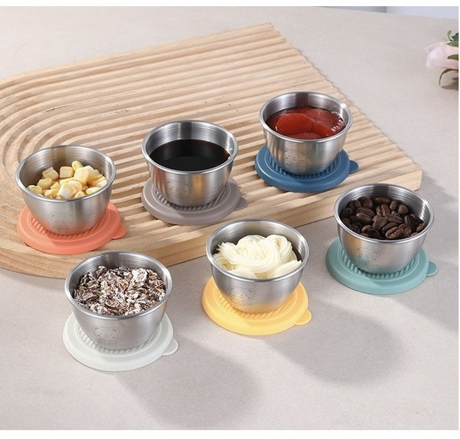 웍픽샵 스테인리스 304 미니 소스통 6컬러/ 새지않는 도시락 소스 용기, 6개, 80ml