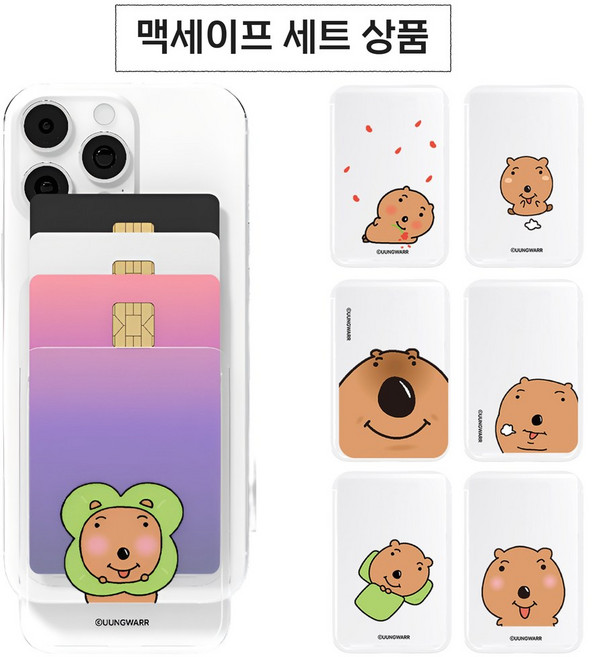아이폰16 15 14 13 12 프로 맥스 맥세이프 케이스+카드지갑 세트 정품 극락 쿼카 젤하드 케이스