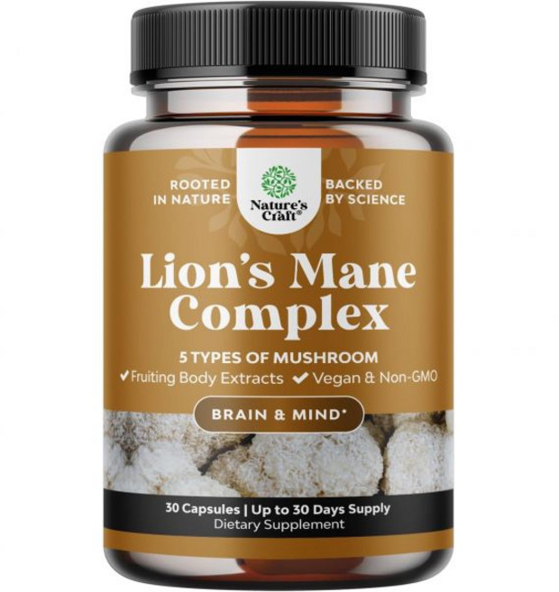 Advanced Lion's Mane Mushroom Supplement - Lions Mane Supplement Capsules with Reishi Chaga Mait, 1개