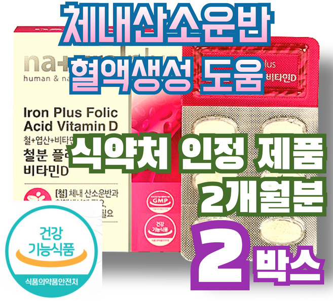 철분+엽산+비타민D+비타민B12, 60회분, 2개